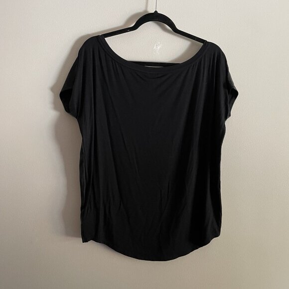 Express Women S Black Satin Front Off The Shoulder Short Sleeve London Tee NWT - Picture 9 of 9